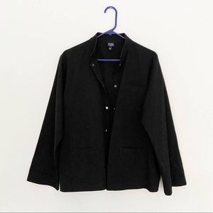 EILEEN FISHER Cotton Button Down Jacket Black PL